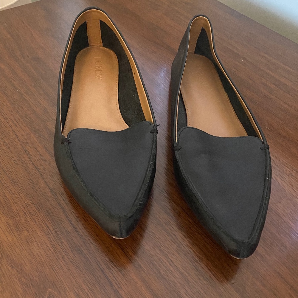 Black leather flats